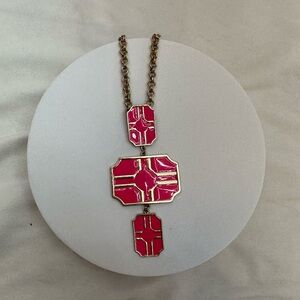 Costume Jewerly Gold Plated Pink Enamel Geometric Necklace